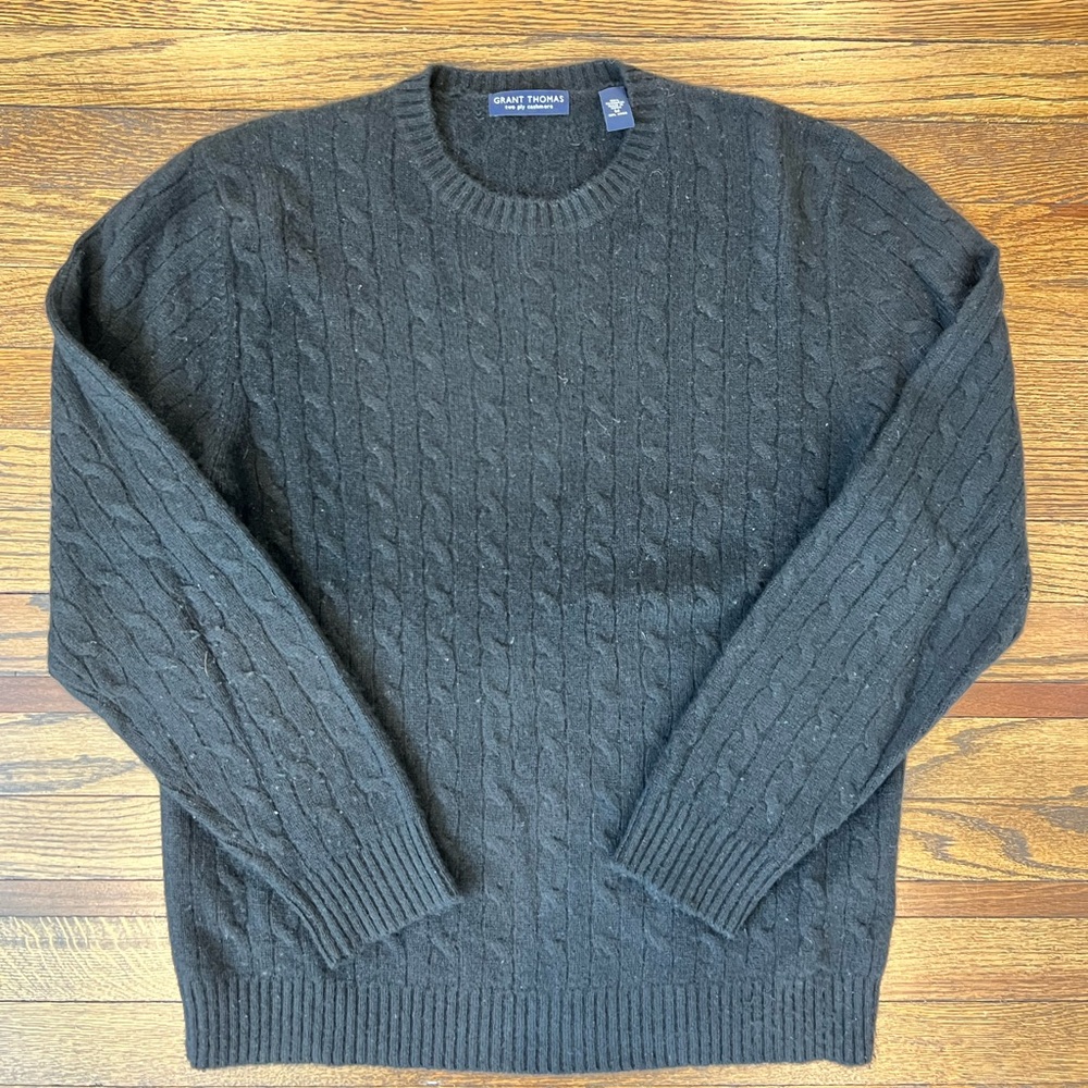 Men’s - Black Cable Knit Cashmere Sweater